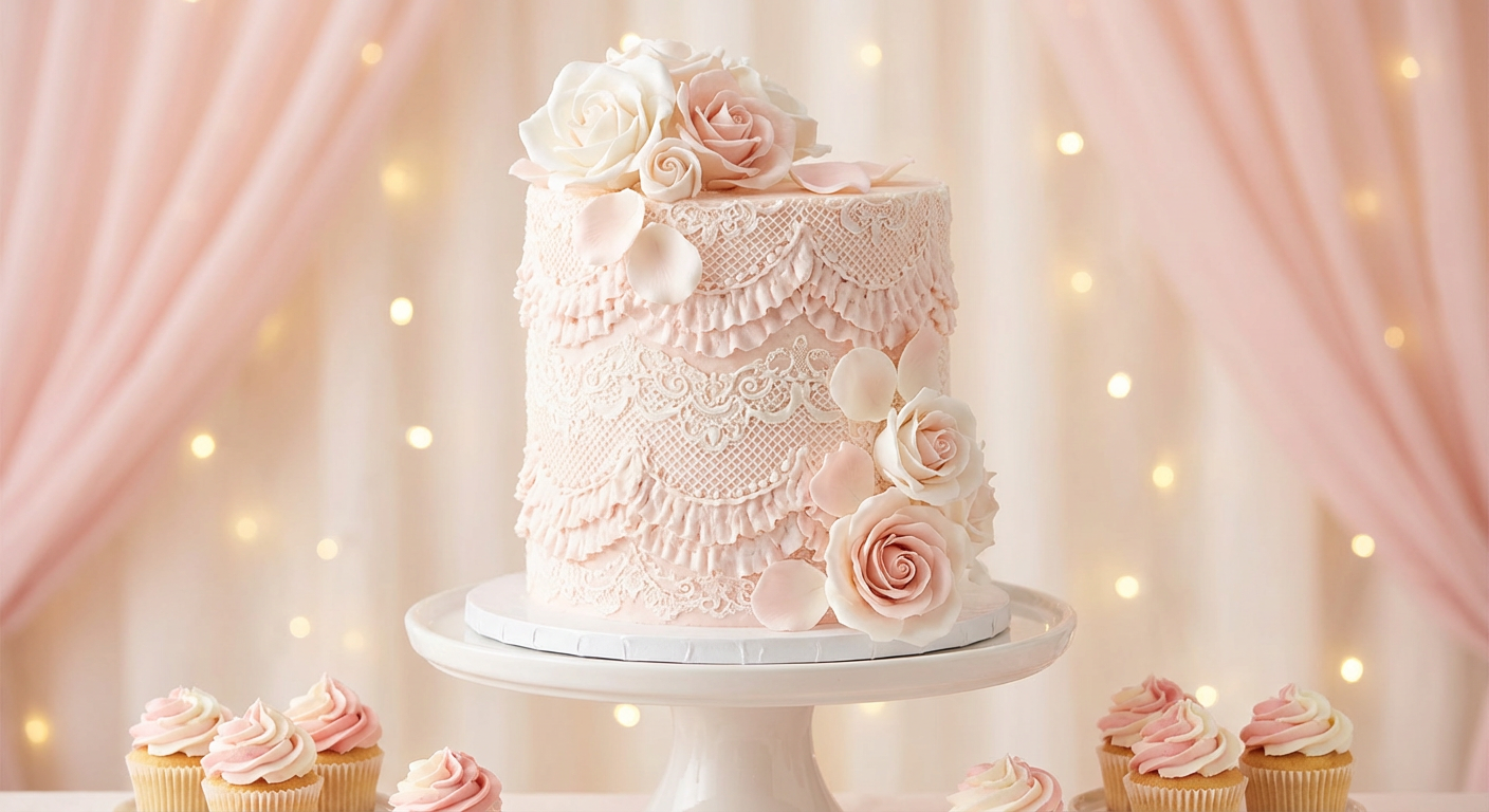 Elegant custom cake with gold leaf details